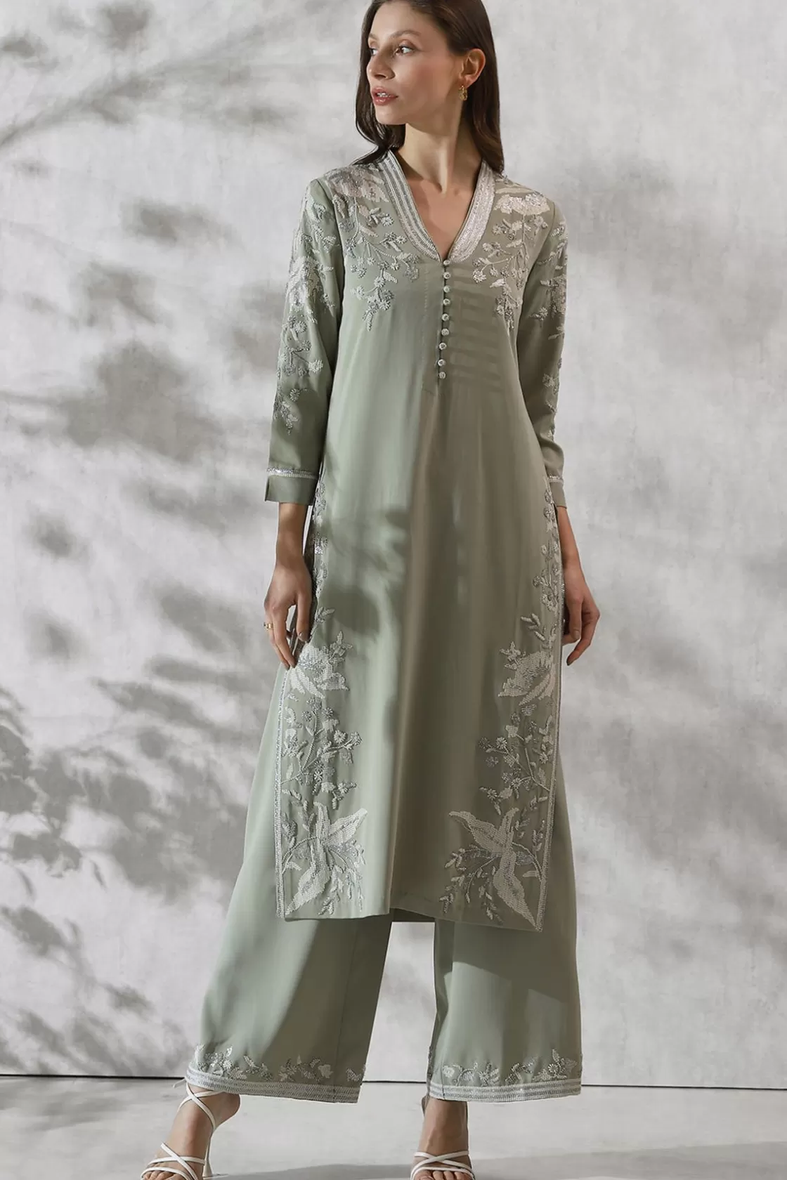 RANNA GILL Indian Tunic Sets-Avani Tunic Set Celadon