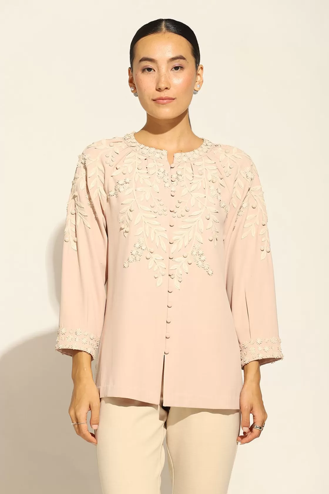 RANNA GILL Tops-Genesis Blouse Salmon