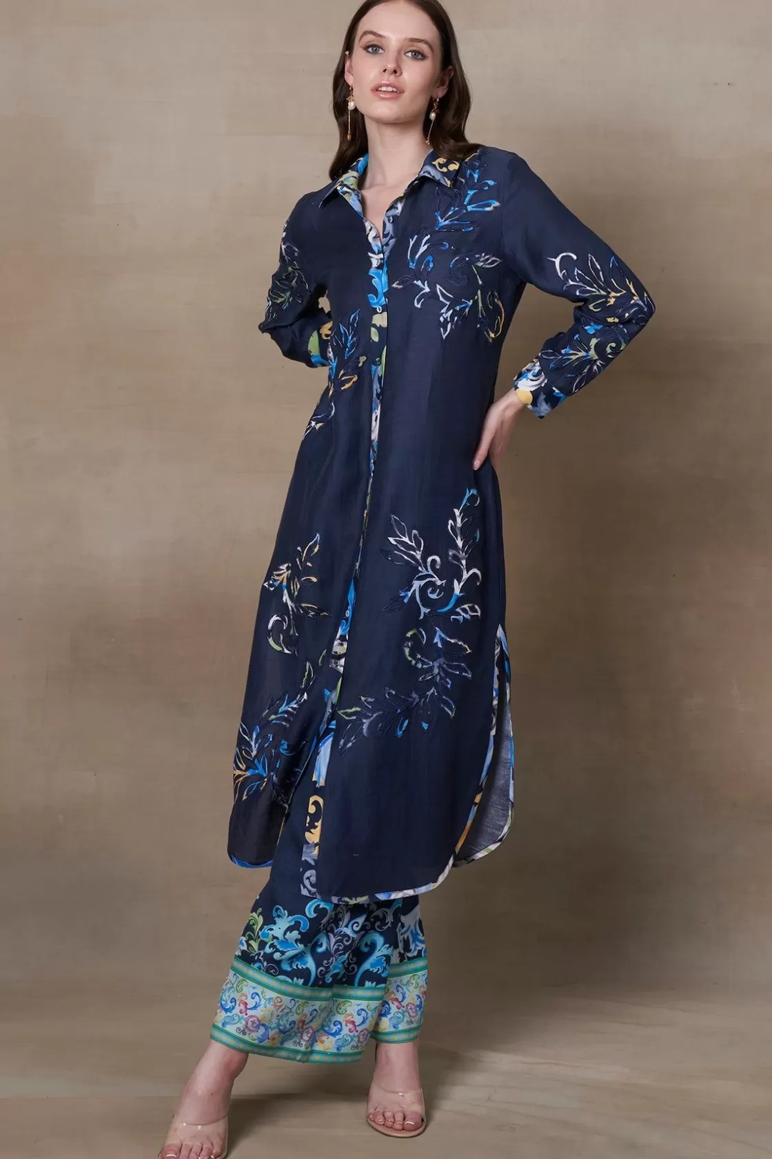 RANNA GILL Indian Tunic Sets-Kinsley Tunic Set Navy