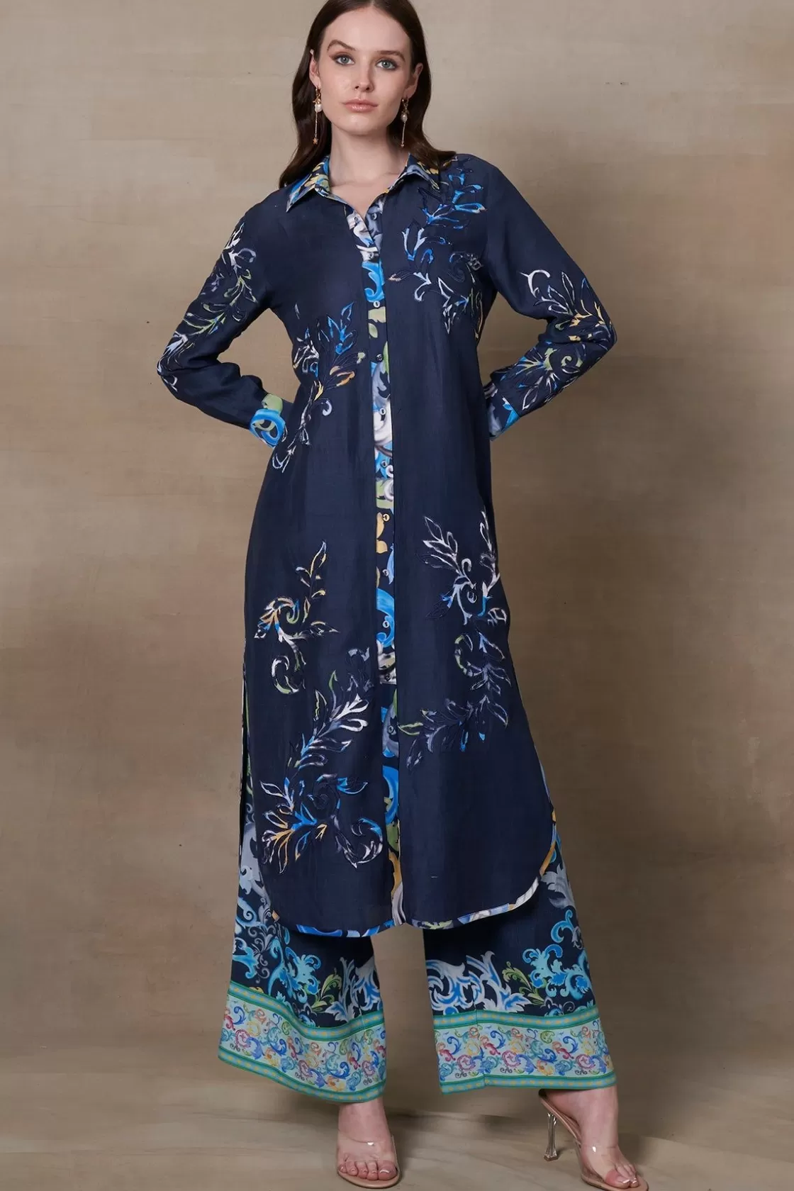 RANNA GILL Indian Tunic Sets-Kinsley Tunic Set Navy