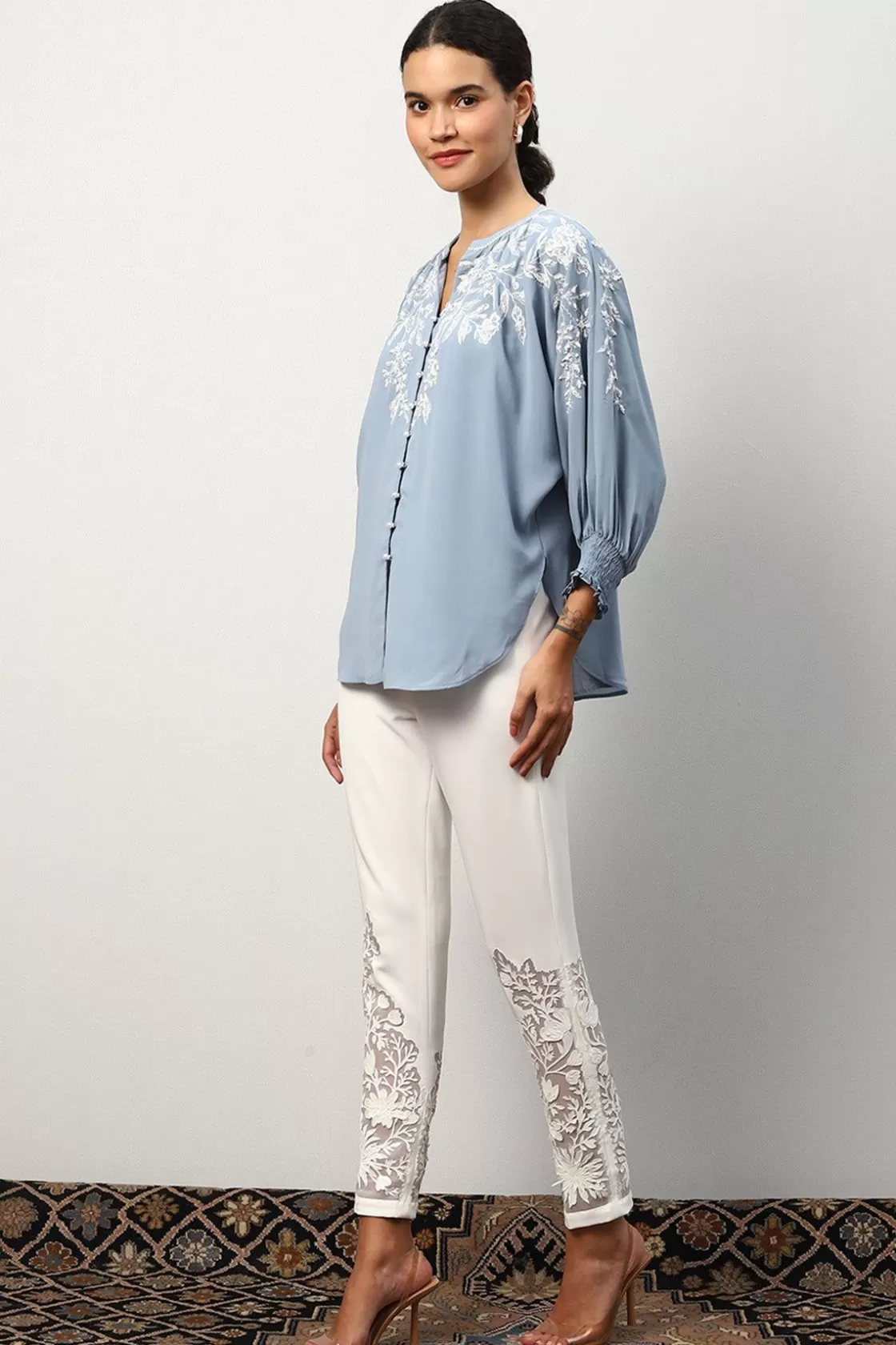 RANNA GILL Tops-Maria Blouse Ashley Blue