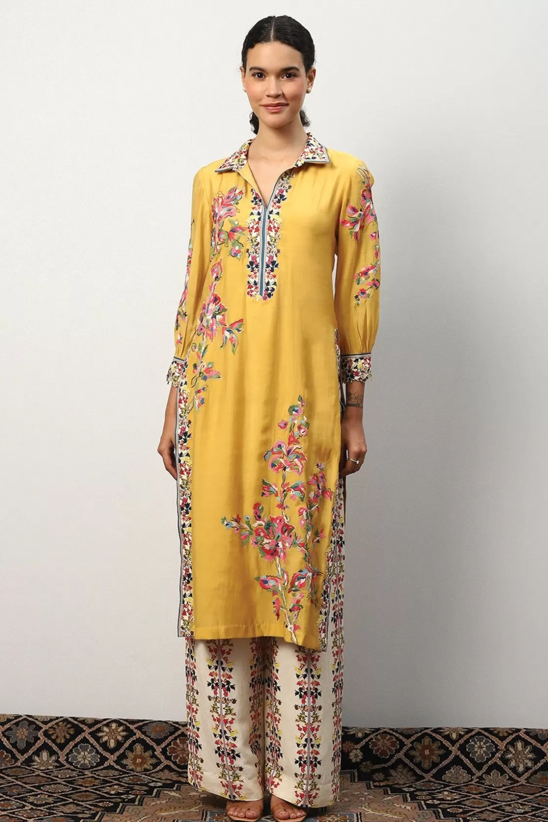 RANNA GILL Indian Tunic Sets-Maria Tunic Set Mustard