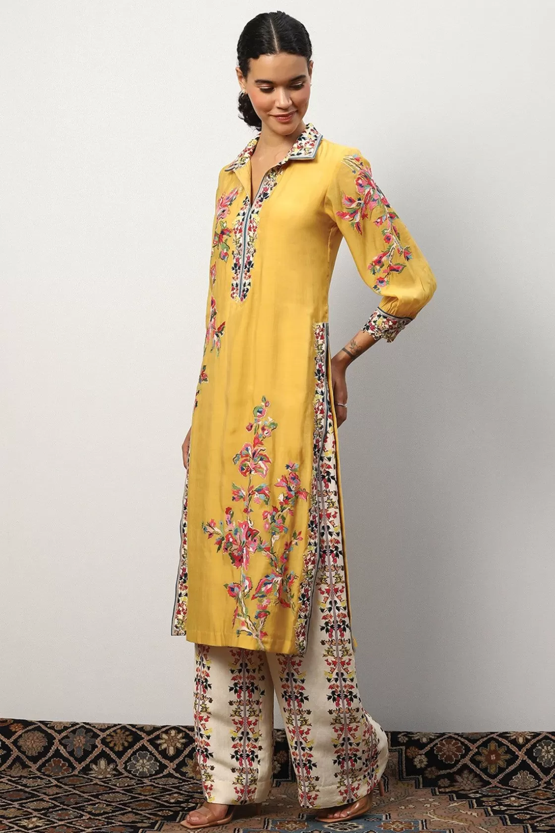 RANNA GILL Indian Tunic Sets-Maria Tunic Set Mustard