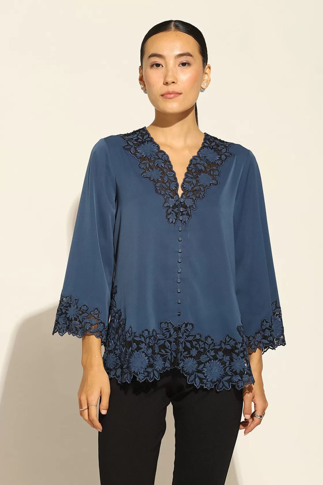 RANNA GILL Tops-Oceana Blouse Navy