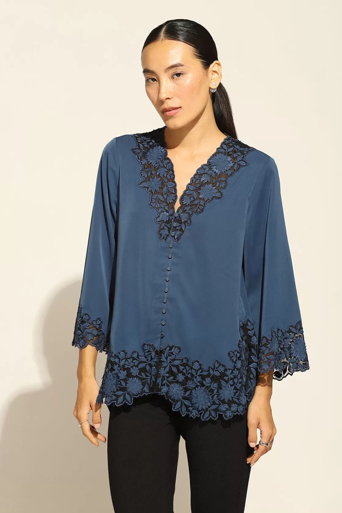 RANNA GILL Tops-Oceana Blouse Navy