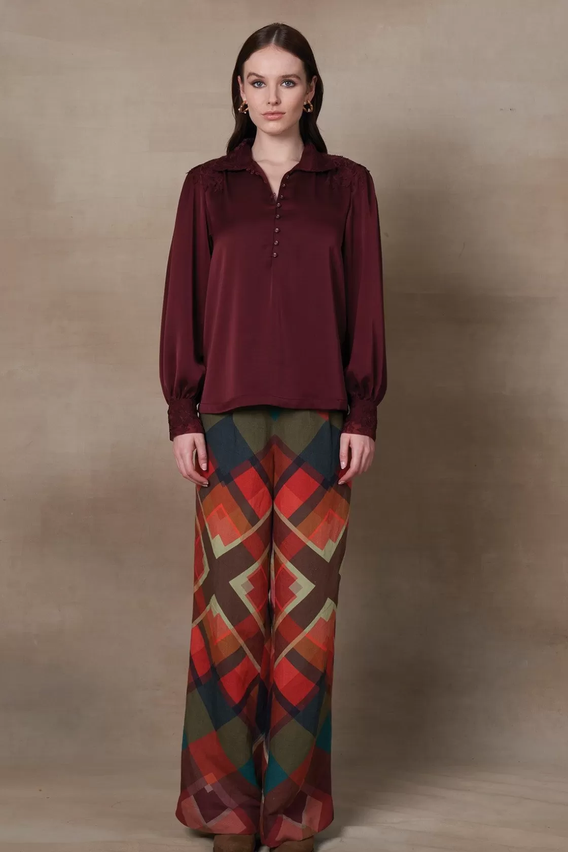 RANNA GILL Tops-Olivia Blouse Ox-Blood