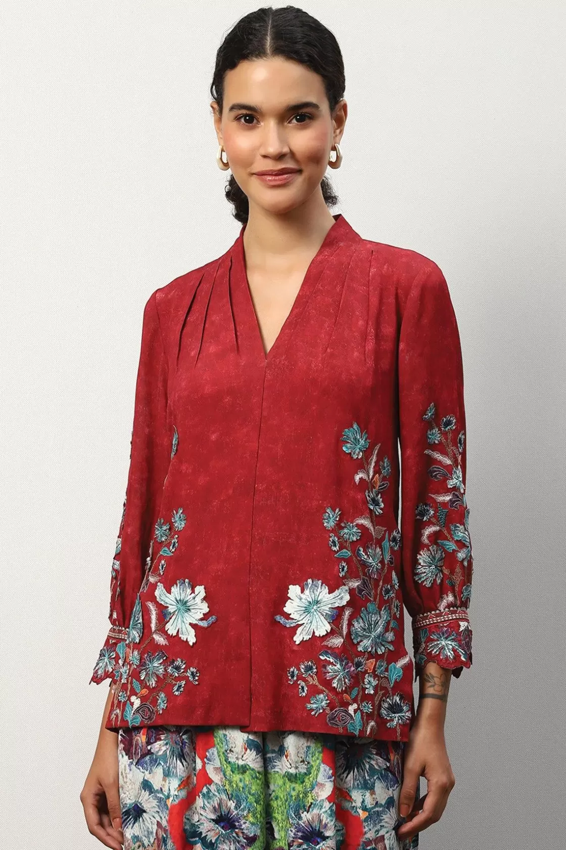 RANNA GILL Tops-Tiana Blouse Red