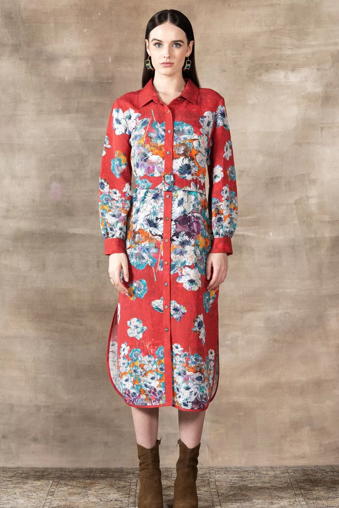 RANNA GILL Dresses-Zoey Shirt Dress Red