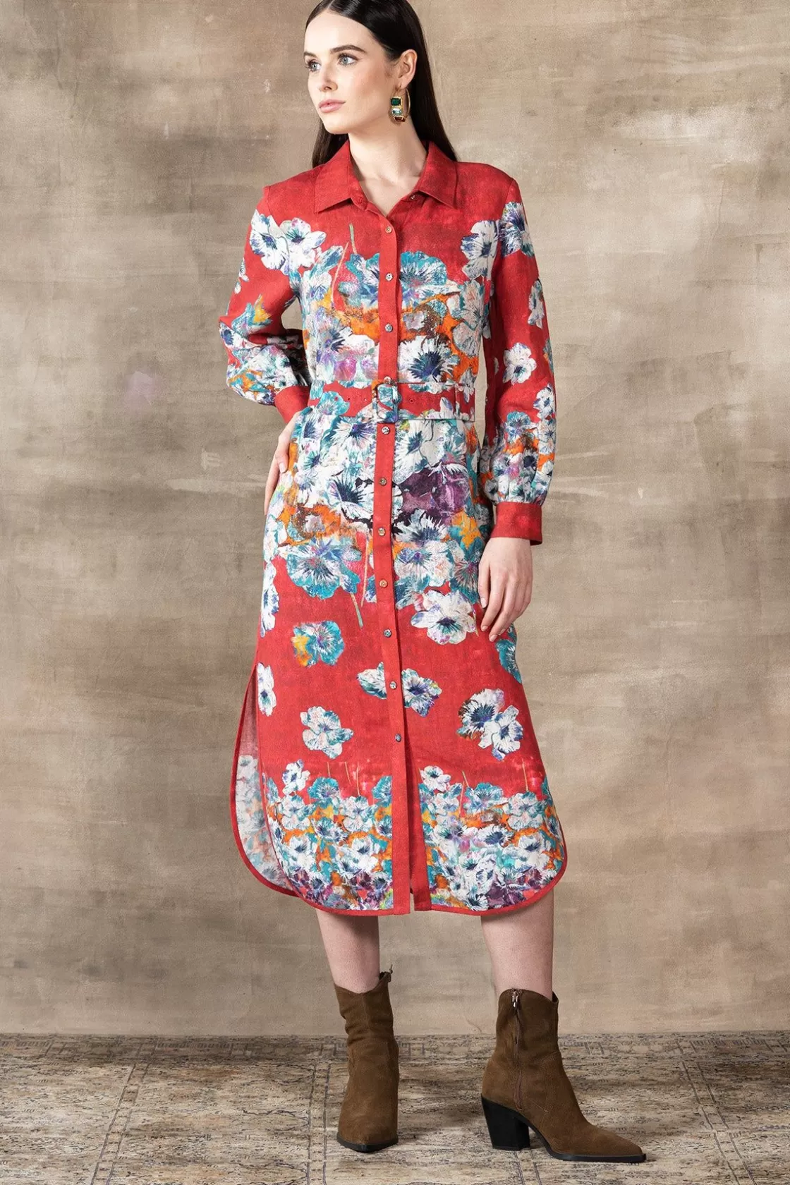 RANNA GILL Dresses-Zoey Shirt Dress Red